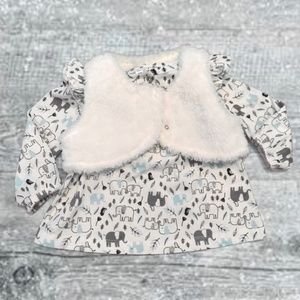 🎄 Carter's Blue Grey Elephant Dress & Vest 9M